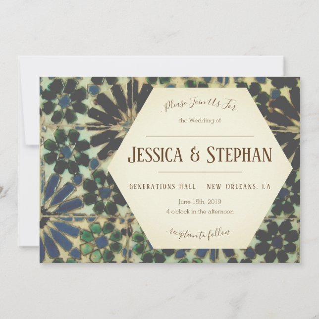 Gammal inbjudan till Blue Tiles Wedding (Framsida)
