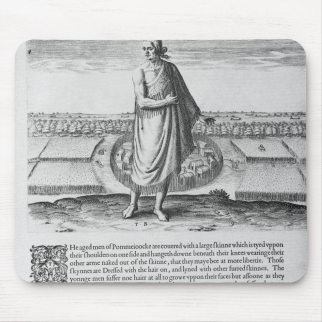 Gammal indisk man i hans vinterplagg musmatta (Framsidan)