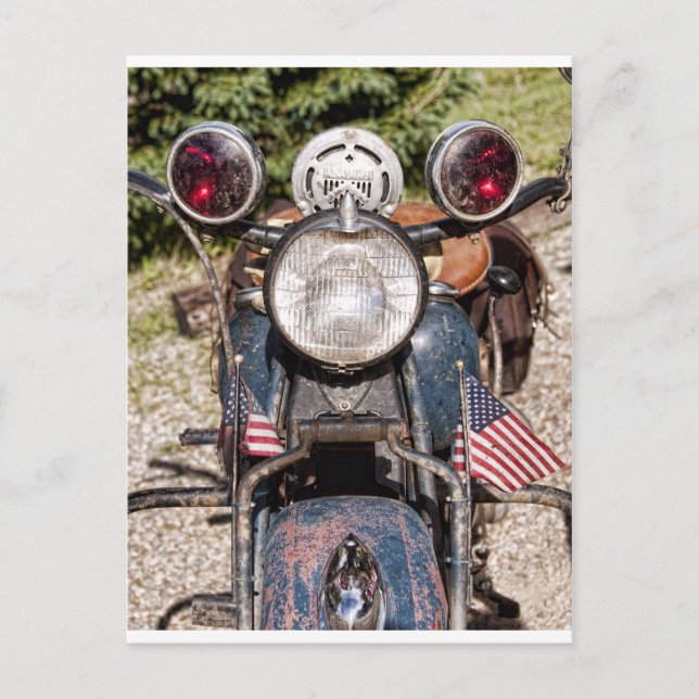 gammal indisk polismotorcykel vykort (Framsida)