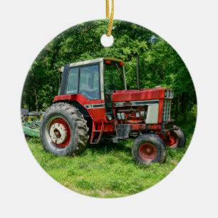 Gammal internationell traktor julgransprydnad keramik
