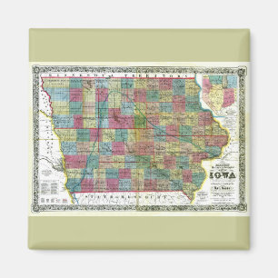 Gammal Iowa karta 1856 Magnet