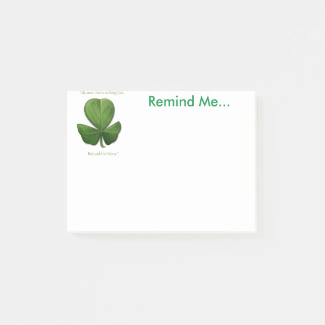 Gammal irländsk ordspråk. Påminn mig anteckningar Post-it Block (Framsida)