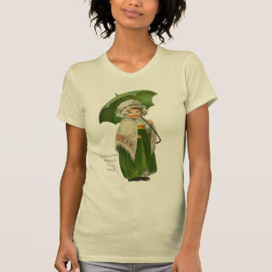 Gammal irländsk paraplyflicka tee shirt