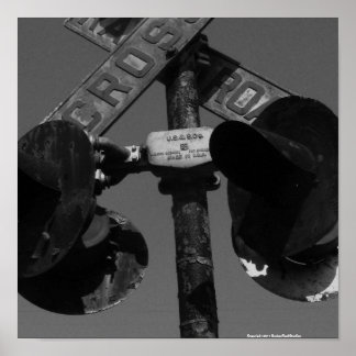 Gammal järnvägsövergångssignal poster