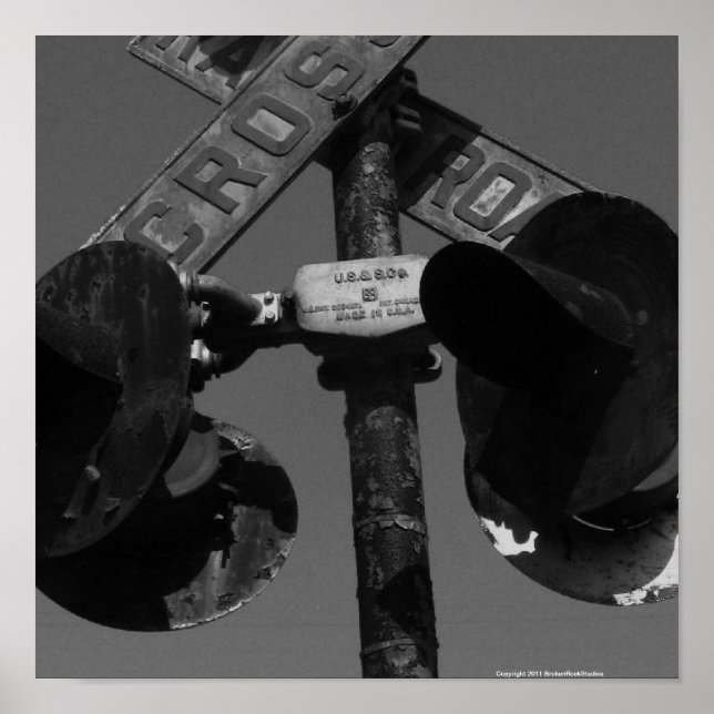 Gammal järnvägsövergångssignal poster (Framsidan)