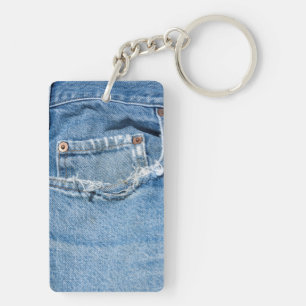Gammal jeansrektangel (tvåsidiga) Keychain