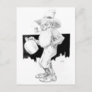 Gammal jordbrukare med månskal (vit blixt) vykort