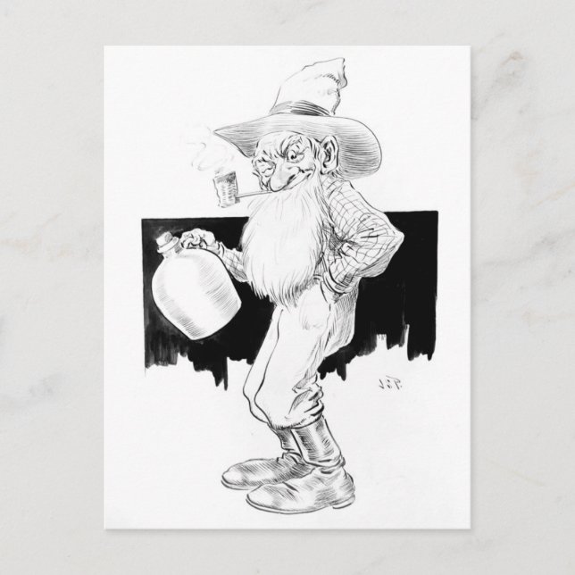 Gammal jordbrukare med månskal (vit blixt) vykort (Framsida)