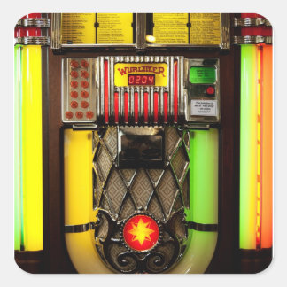 Gammal Jukebox Fyrkantigt Klistermärke