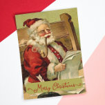 Gammal julsäsong för ThBästa jultomten Helg Vykort<br><div class="desc">Den här Vintagen är Théed Retro-julet Rött,  Grönt och Beige Helgdag Postcard med julhälsningar och julhälsningar perfekt för din Julhälsningar. Du kan också hitta andra design i den här stilen i min Zazzle-butik.</div>