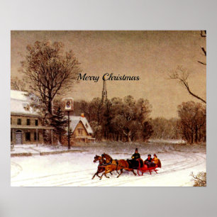 Gammal julsleigh Ride, vinterscen Poster
