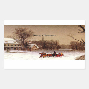 Gammal julsleigh Ride, vinterscen Rektangulärt Klistermärke