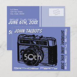 Gammal kamera 50:e födelsedagsfesten Spara datum 2 Meddelande Vykort