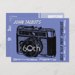 Gammal kamera 60:e födelsedagsfesten Spara datum 2 Meddelande Vykort