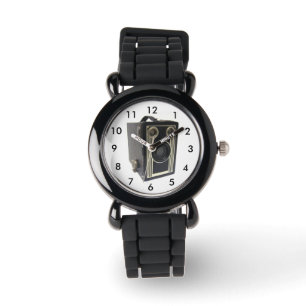 Gammal kamera Anpassningsbar Silver Glitter Watch Armbandsur