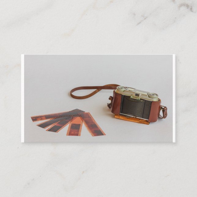gammal kamera med negation på   visitkort (Framsida)
