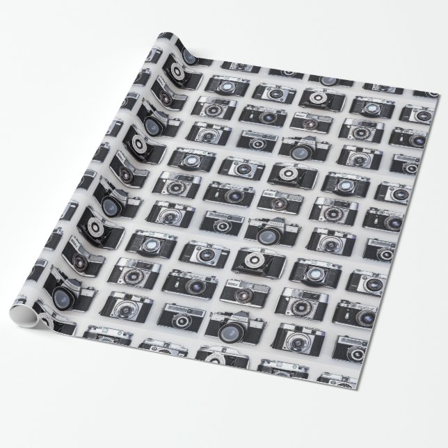 Gammal kamerainsamlingsfotografering Gift-figursät Presentpapper (Utrullad)