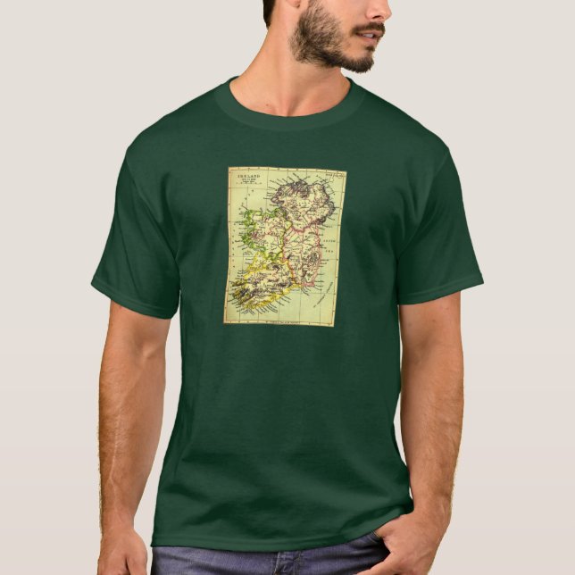 gammal karta av ireland - uppdatering t shirt (Framsida)