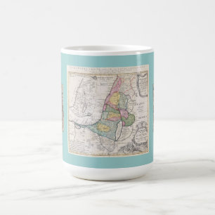 Gammal karta av Israel och den mosaiska muggen fö Kaffemugg