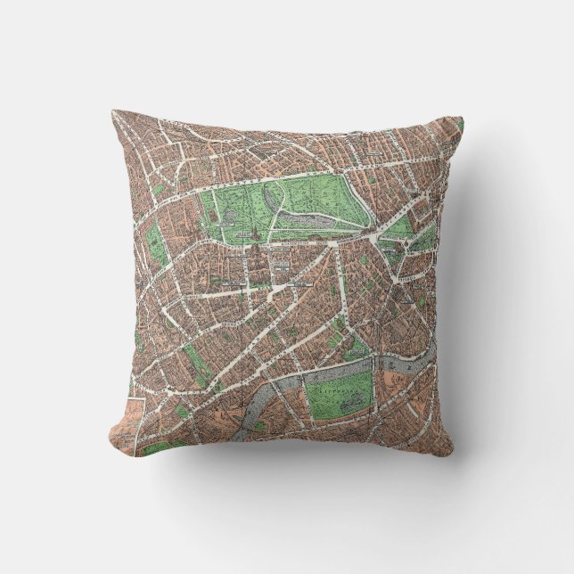 Gammal karta av London Kudde (Framsida)