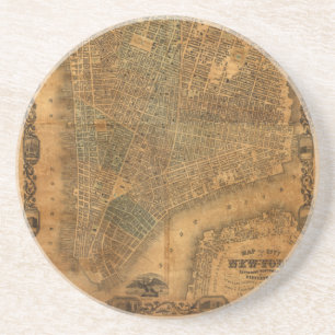 Gammal karta av New York City i 1852 Underlägg