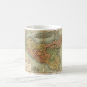 Gammal karta av Sicily från 1900 (den Sicilia Kaffemugg