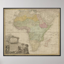 Gammal karta över Afrika, Afrika tryck, 1737