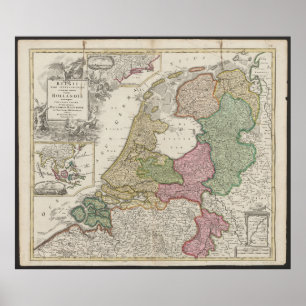 Gammal karta över Belgien och Nederländerna från 1 Poster