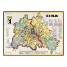 Gammal karta över Berlin 1961, tryck från kalla kr