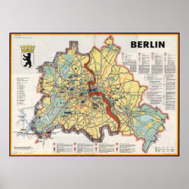 Gammal karta över Berlin 1961, tryck från kalla kr