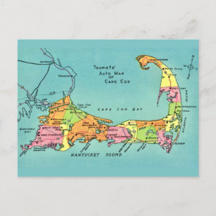 Gammal karta över Cape Cod Vykort