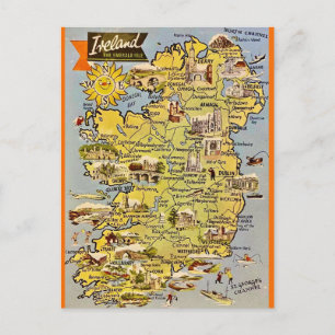 Gammal karta över Irland vykort