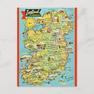 Gammal karta över Irland vykort