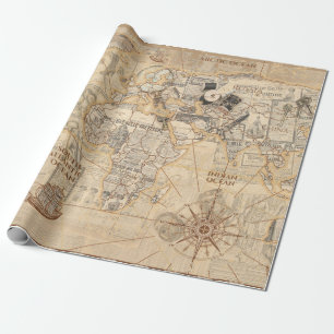 gammal karta presentpapper