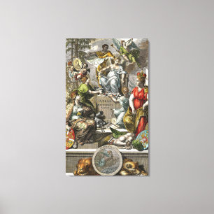 Gammal kartografisk kontur för Karta Canvastryck