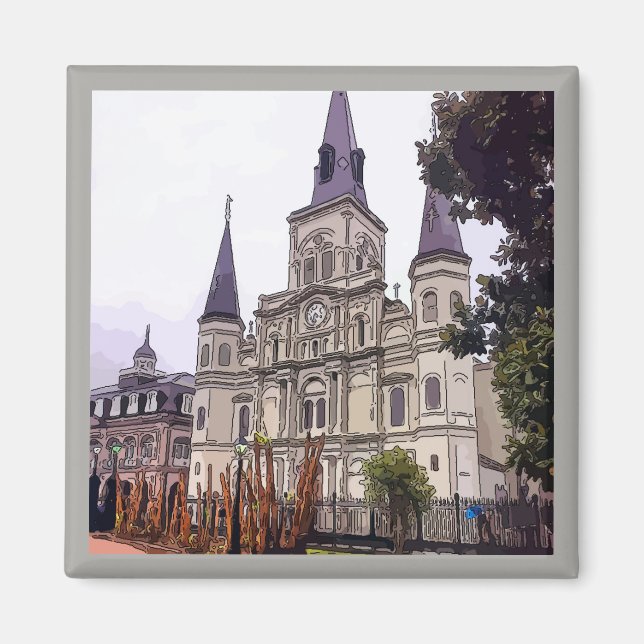 Gammal katedral på JackSon Square Magnet (Framsidan)