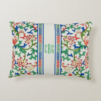 Gammal kinoiserie-Chic, accent Pillow Monogrammed Prydnadskudde
