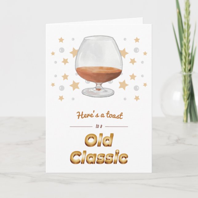 "Gammal klassisk" Punny Brandy Snifter Birthday Ca Kort (Framsida)