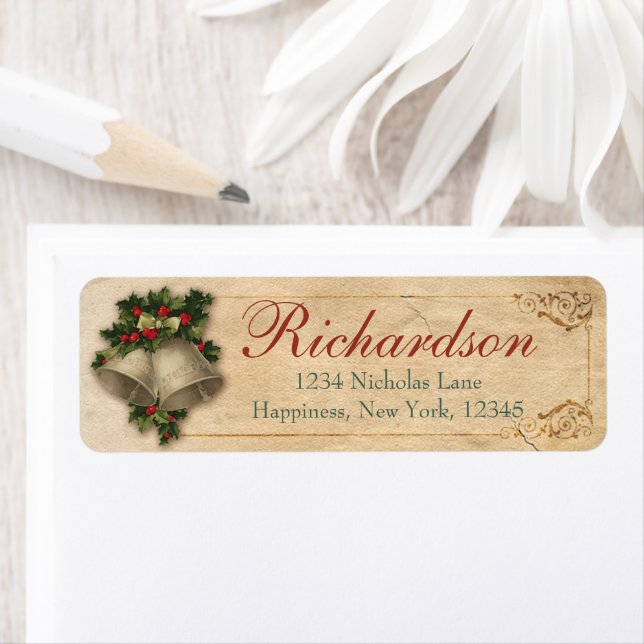 Gammal Klockor, kantoriansk jultid Returadress Etikett (Insitu)