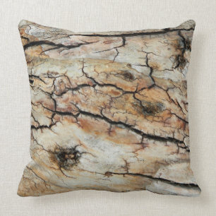 Gammal knäckt wood naturlig trädskällbild kudde