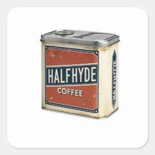 Gammal konservburk för kaffe Halfhyde Coffee Compa Fyrkantigt Klistermärke