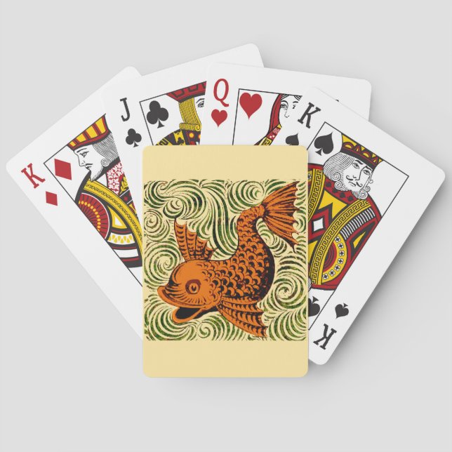 Gammal konst i fiskantique Tile Casinokort (Baksidan)