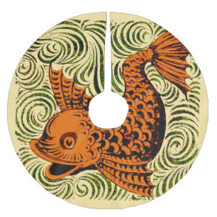 Gammal konst i fiskantique Tile Julgransmatta Borstad Polyester