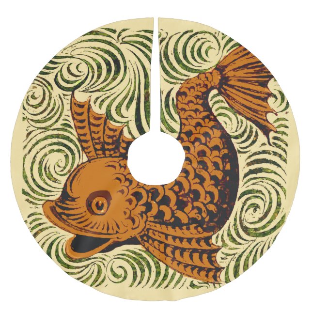 Gammal konst i fiskantique Tile Julgransmatta Borstad Polyester (Framsidan)