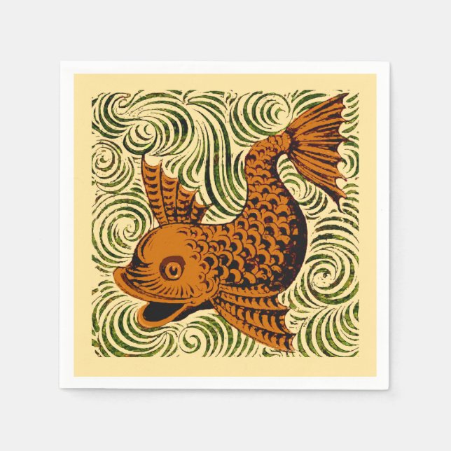 Gammal konst i fiskantique Tile Pappersservett (Framsidan)