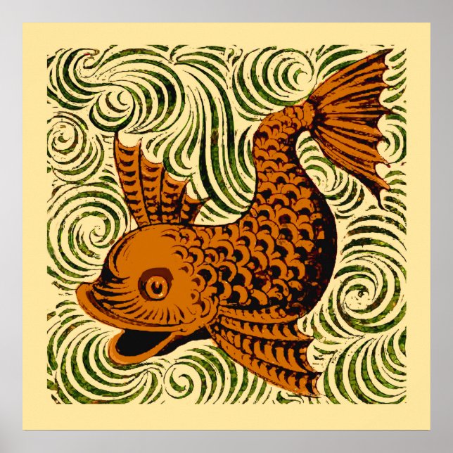 Gammal konst i fiskantique Tile Poster (Framsidan)