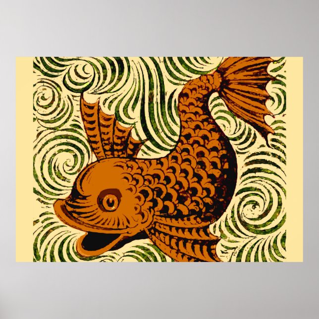 Gammal konst i fiskantique Tile Poster (Framsidan)