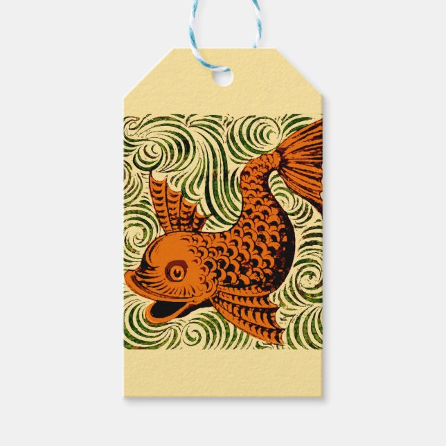 Gammal konst i fiskantique Tile Presentetikett (Framsidan)