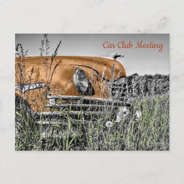 Gammal kopparbil överlämnad i ett Fält-vykort Vykort (Framsida)