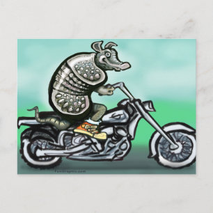 Gammal kräftlig Biker Vykort